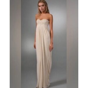 Rachel Pally Strapless Maxi Dress Cream Jersey Pleated Sweetheart NWT Medium